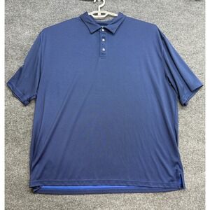Roundtree & Yorke Polo Mens 4XT Blue Performance Short Sleeve Micro Stripe Golf